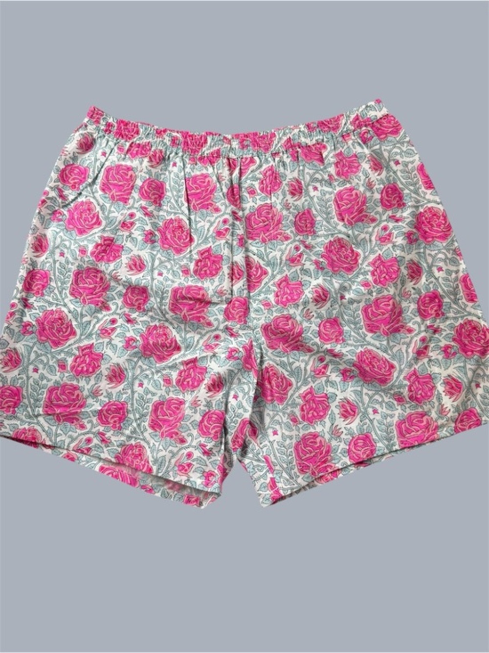 SZ Blockprints Boxer Style Sleep Shorts Women’s XL Pink Floral Cotton Lounge